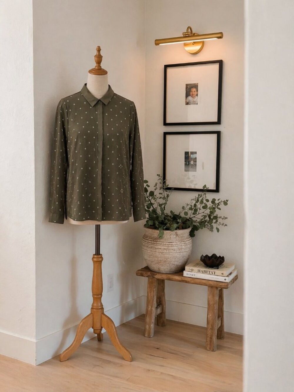 Alfred Sung Ladies Medium Button Blouse Olive Green